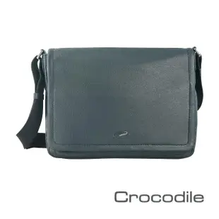 【Crocodile】鱷魚皮件 真皮皮包 橫式翻蓋斜背包 側背包-0104-08104-原廠公司貨(Rocky 2.0系列)