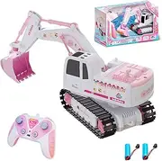 Hylukon Remote Control Excavator Toy, RC Car Excavator Truck 6 Channels, 2.4G, 360° Rotation, Construction Vehicles with Light, Sound, Remote Control Car Birthday Gift
