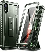 Dexnor Case for iPhone XR 360 Full Body Heavy Duty Rugged Shockproof Military Drop Tested Protective Cover Built in Screen Protector and Kickstand for iPhone XR-Green