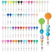 60 Pcs Beadable DIY Badge Holder Set Heavy Duty Retractable Keychain Badge Re...