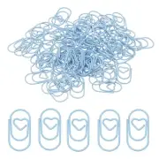 1x0.4 Inch Mini Paper Clip, 80 Pcs Metal Heart Paper Clip Small Cute Bulk, Blue