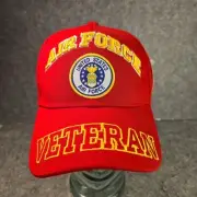 Red United States Air Force Veteran Adjustable Strap Hat Cap NWT
