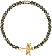[KARMA AND LUCK] Emotional Maturity - Pyrite Dragonfly Charm Bracelet, pyrite