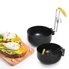2pcs Egg Poacher Pan Foldable Ear Hanging Non-stick Egg Cooker Stainless Steel