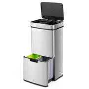 Costway 72L Motion Sensor Rubbish Bin Holder Stainless Steel Trash Can Touchless Waste Dust Case Garbage Storage