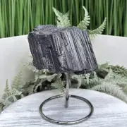 Black Tourmaline Schorl Hay Stack Raw Specimen with Stand Crystal 599g