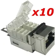 10 Pack Shielded CAT5e Keystone RJ45 Ethernet Network 110 Tool-Less Snap-In Jack