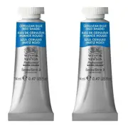 2x Winsor & Newton 14ml Professional Watercolour Cerulean Blue/Red Shade S3
