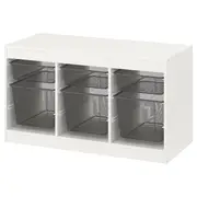 TROFAST storage combination with boxes, white/dark grey, 99x44x56 cm