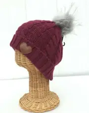 DAVID & YOUNG Love Collection Cable Knit Soft Stretch with Pom Pom Beanie Hat #Z