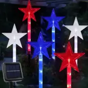 Upgraded Big Star Shaped Solar 4th of July Lights Red White Blue Memorial