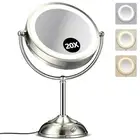 20x Large Lighted Makeup Mirror, Rechargeable 8.6" Magnifying Makeup Mirror,