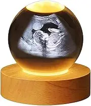 Bumpandlove Magic Sphere,3d Ultrasound Crystal,Custom Crystal Ball with Lamp,Creativity Decorationsnewborn Baby Thinking Planet Night Light Pregnancy Baby Ultrasound Souvenirs,Personalized Photo Gift(