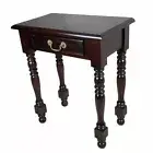 Solid Mahogany Wood Round Leg Hall Table 1 Drawer Antique Reproduction Design