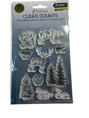 Studio Light Winter Animals Stamp Set Christmas Holidays Trees Bear Deer Fox NEW