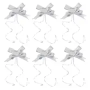 40Pcs 2" Pull Bows Ribbon Present Wrapping String Decorative Bow Tie Silver Tone