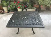 Patio coffee table square 36" Elisabeth cast aluminum outdoor furniture Bronze