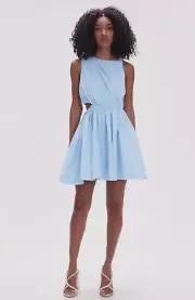 AJE Abbey Twisted Mini Dress Size 14 Light Sky Blue BNWT