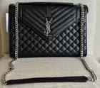 Saint Laurent YSL Black Large Envelope Flap Shoulder Bag $3200