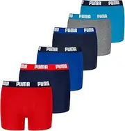 [PUMA] Children's Boxer Shorts, Soft Organic Cotton Stretch Underwear, Pack of 6