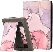 [MOKASE] for 6.8" Kindle Paperwhite 11th Generation 2021 Case (Model: M2L3EK / M2L4EK), PU Stand Hard Cover, Auto Wake/Sleep with Hand Strap for Kindle Paperwhite & Signature Edition, Pink Marble