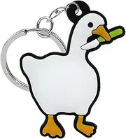 [Erkic] EACTEL 1PCS PVC Lovely Animal White Goose Keychain Cartoon Keychain Key Holder Fit Women Men Kids Keys Accessories Key Ring Custom Jewelry for Kids, White, F