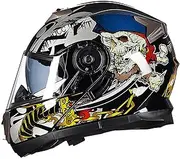 Integrated Modular Motorcycle Helmet Flip Up Motorbike Helmet Double Sun Visor Full Face Helmet Lightweight DOT/ECE Approved Crash Helmets for Adults Men Women G,L=58-59CM