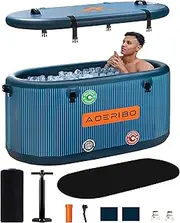 AOERIBO Inflatable 126 Gal XXL Oval Cold Plunge Tub, Superior Insulation, 8-Layered Portable Ice Bath Tub, Ice Plunge With Insulated Lid, Hand Pump, Eva Pad, Outdoor Use For Athletes, Adults