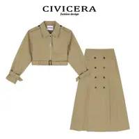 在飛比找ETMall東森購物網優惠-CIVICERA復古春秋短款風衣套裝裙
