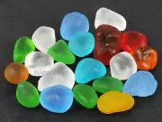 Mixed Colours Glass Beads Pebbles Red Orange Yellow Green Blue White Decor Sea