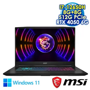 【微星好禮送】【記憶體升級特仕版】MSI Katana 17 B12VEK-058TW 黑 17.3吋電競筆電 (FHD IPS 144Hz/Intel i7-12650H/8G+8G DDR5/512G PCIE SSD/NVIDIA RTX 4050 6G/WIN 11)