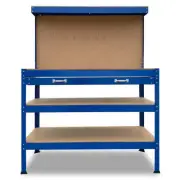 NNEDPE 3-Layered Work Bench Garage Storage Table Tool Shop Shelf Blue