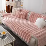 [Xiao Hua] Luxury Thick Faux Fur Plush Couch Cover Ultra Soft Anti-Slip Sofa Cover Fluffy Furry Sofa Slipcover Washable Furniture Protector for Kids Dogs Cats Pet (Pink,28"x28")