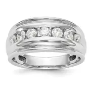 14k White Gold 1 Ct. Lab Grown Diamond VS/SI+ G+ Seven Stone Men's Ring