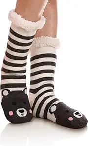 [DYW] Womens Sherpa Winter Fleece Lining Knit Animal Socks Non Slip Warm Fuzzy Cozy Slipper Socks
