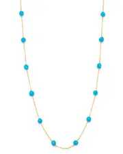 Bloomingdale's Fine Collection Turquoise Adjustable Station Necklace in 14K Yellow Gold, 7-19