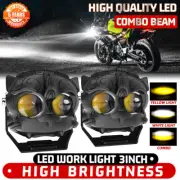 2PC 3" Leopard LED Work Light Bar Pods Spot Flood Combo Fog Lamp Offroad Driving