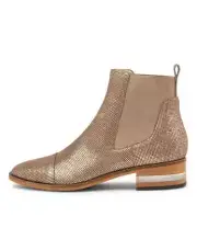 New Django & Juliette Ford Old Gold Leather Chelsea Boots Womens Shoes Casual