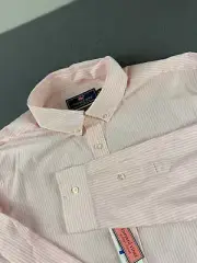 Vineyard Vines Shirt Men's XL Pink Whale Classic Fit Swordfish Stripe Flamingo