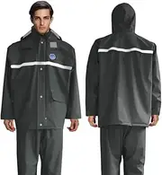 Reflective Raincoat Waterproof Jacket, Winter Thick Motorcycle Wear-Resistant Breathable Raincoat Outdoor Trousers Suit Male Female Adult Split Outdoor Raincoat Suit,B,XXL