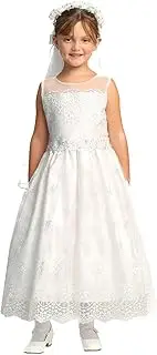 [Pink Princess] Made in USA - 1st Communion Dress - White First Communion Dress for Girls - Vestidos de Primera Comunión Niña