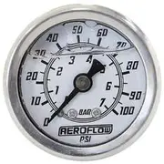 Aeroflow 1-1/2" 0-100 Psi Liq Fil Gaugewhite Face Black Pointer - AF30-2203