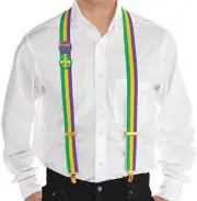 Mardi Gras Suspenders w/Buttons Fancy Dress Up Halloween Adult Costume Accessory