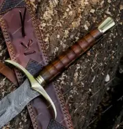 Custom Handmade Damascus Steel Blade 32" Long Viking Sword, Knight Templar Sword
