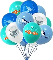 Yamibobo 24Pcs/Set Cartoon Sea Animals Balloons, Blue, Balloons, Under the Sea Birthday Party Latex Balloons, Ocean Theme for Boys Girls, Marine Creatures Beach Party Favors Supplies