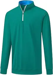 [DEOLAX] Mens Quarter Zip Pullover Solid 1/4 Zip Pullover Mens Athletic Long Sleeve Sweatshirt Mock Neck Golf Shirts for Men