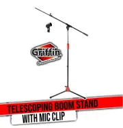 Microphone Stand with Telescoping Boom and Mic Clip Package by GRIFFIN | Tripod