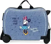 [Disney] Minnie Make it Rain Bows Children's Suitcase Blue 50 x 38 x 20 cm Rigid ABS Side Combination Lock 34L 1.8 kg 4 Wheels Hand Luggage, Blue, Children's Suitcase