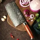 Cleaver Knife 73 Layers Damascus Steel Wood Handle Chef Hammered Butcher Slicing
