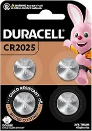 Duracell Specialty Lithium Coin CR2025, 4 Pack Batteries